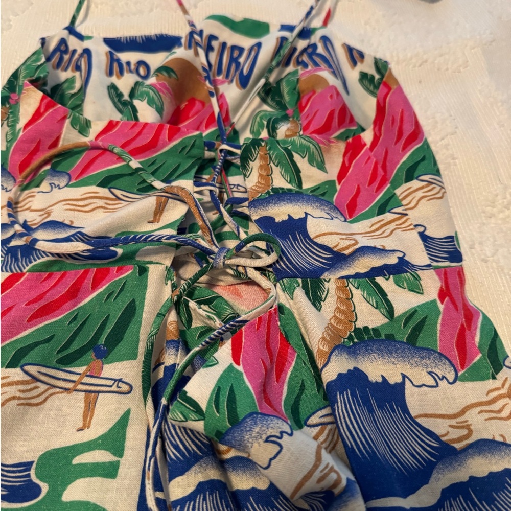 FARM Rio Rio de Janeiro Print Midi Dress in Green, Blue, Red - Picture 3 of 4